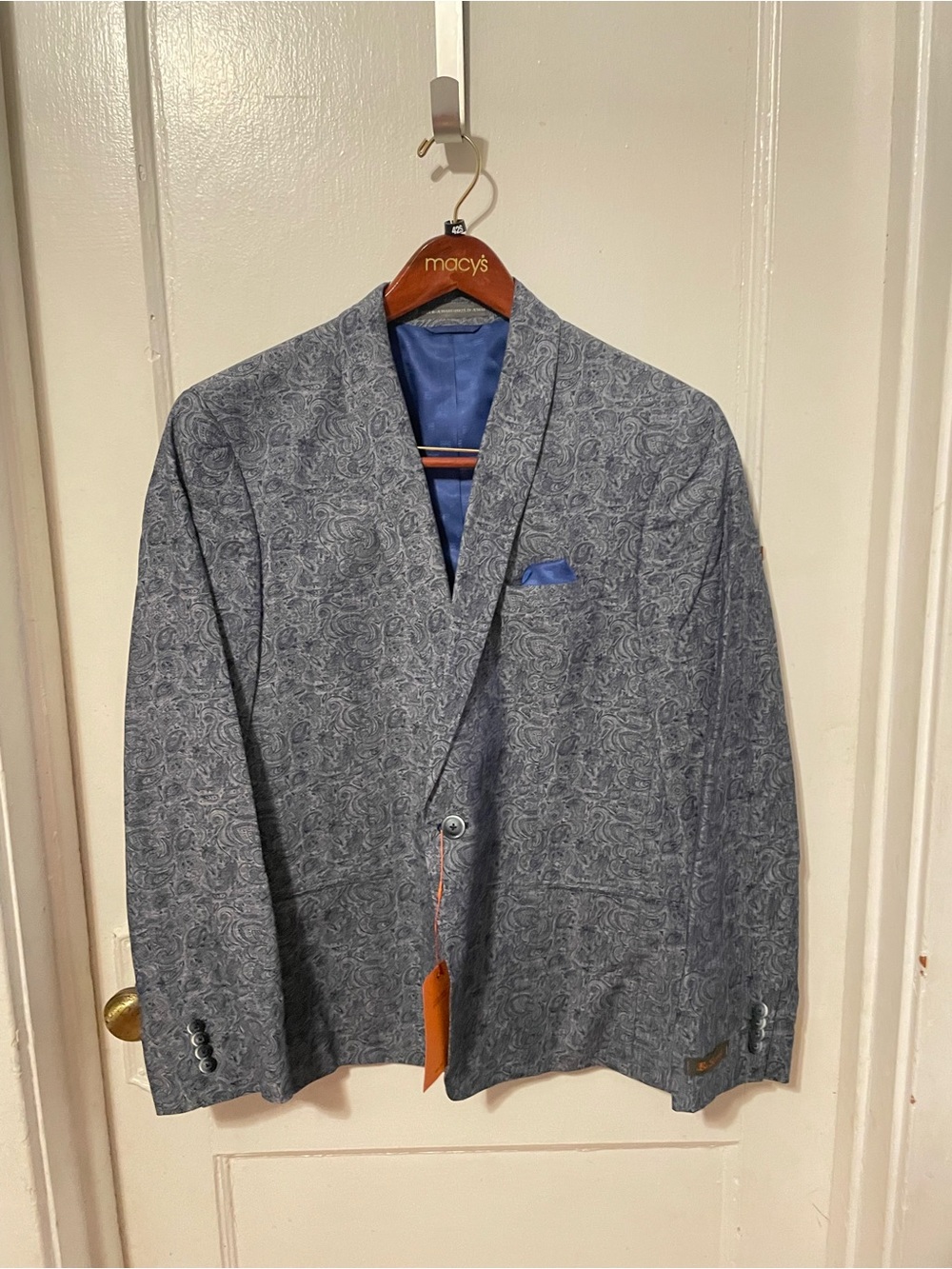 Ben Sherman Light Blue Paisley Blazer with Pocket Square